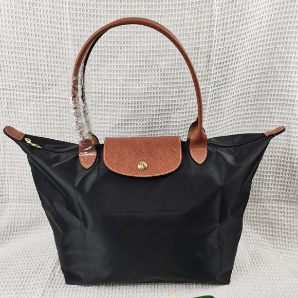 BLACK color Longchamp Le Pliage Original Large Shoulder Nylon Bag Tote - Picture 1 of 13